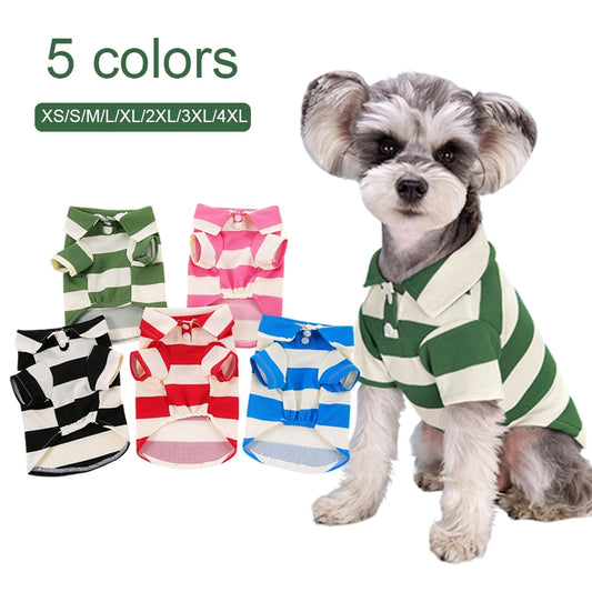Pet Dog Polo Shirt – Summer Casual T-Shirt for Small & Large Dogs & Cats | XS–4XL (5 Colors)