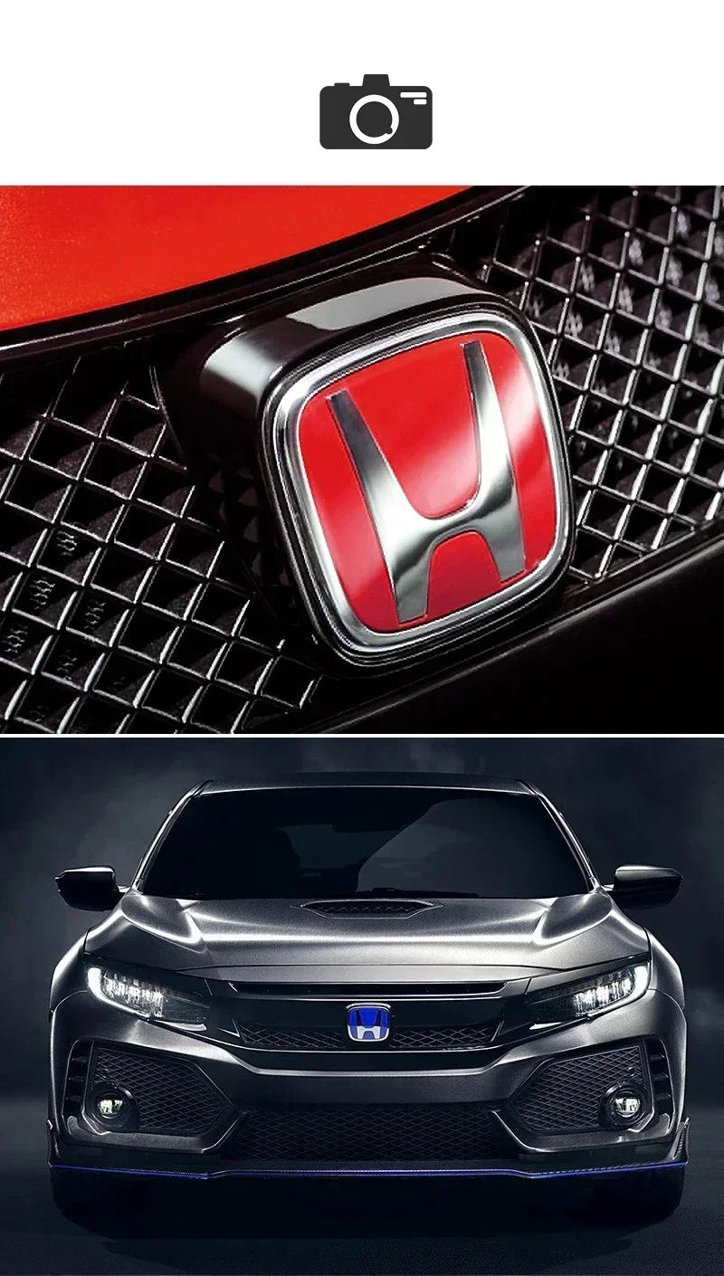 Car Hood Front Grill Rear Trunk H Emblem Logo Sticker For Honda Civic Fit Jazz Accord CRV HRV City Odyssey Passport Pilot Vezel