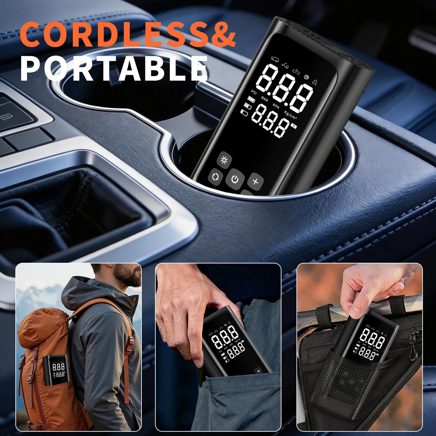 YINGBOOST Portable Smart Air Pump Tire Inflator 150PSI Air Compressor with Digital Pressure Gauge for Car Bike Motorcycle Ball