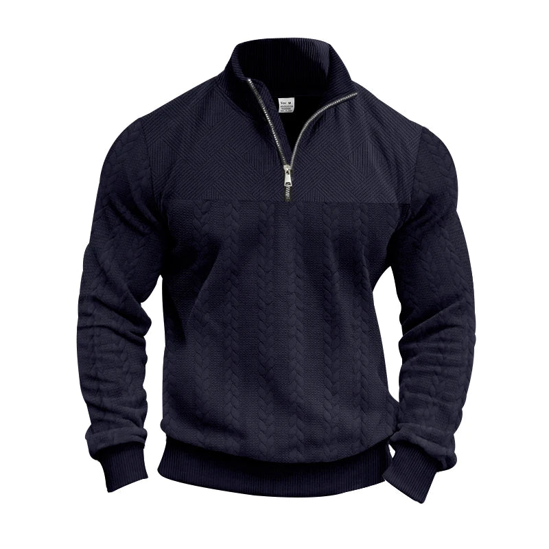 Men's Quarter-Zip Knit Pullover - Jacquard Pattern Winter Sweater - photo 5