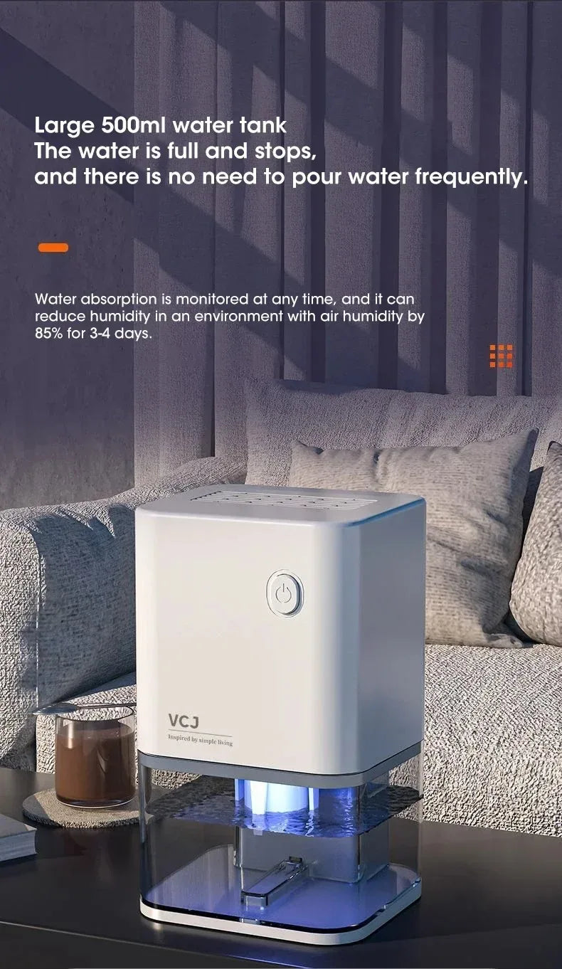 2025 New Silent Dehumidifier For EU Plug - Quiet Moisture Absorber Air Dryer Deodorizer for Bedroom Office Kitchen Home