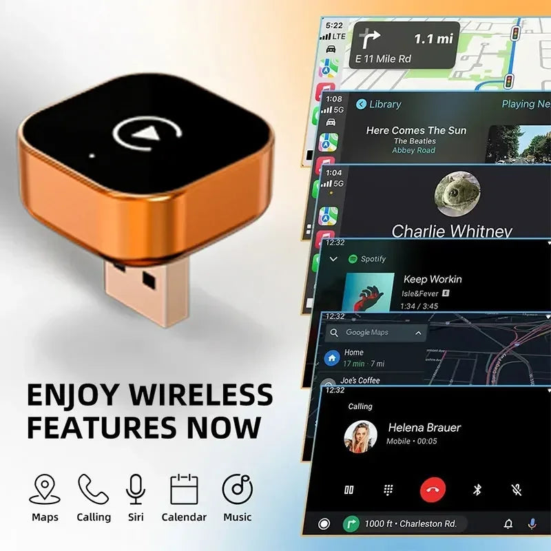 TrolinkTek 2in1 Wireless CarPlay Dongle Wireless Android Auto Adapter CarPlay Box Smart Car Systems For Car With Wired CarPlay