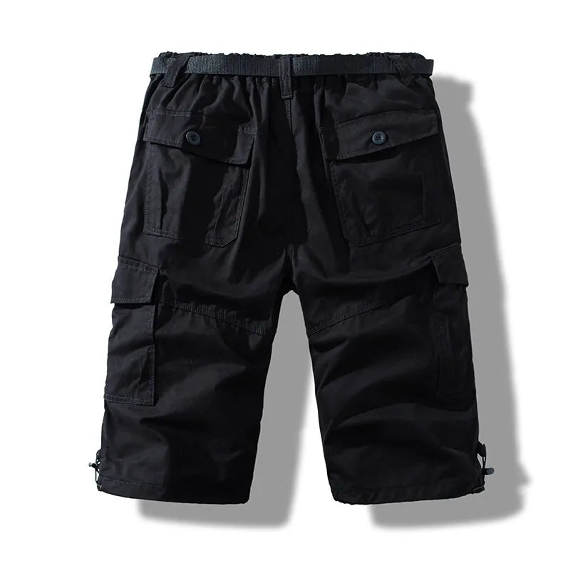 Men's Cotton Knee-Length Work Shorts — Loose Straight Casual Shorts