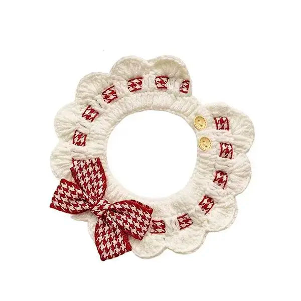 Cute Cat Collar Wool Crocheted Cats Bowtie Collar Bow Tie Pet Bib for Cats Kitten and Small Dogs Puppies Tie Accessories