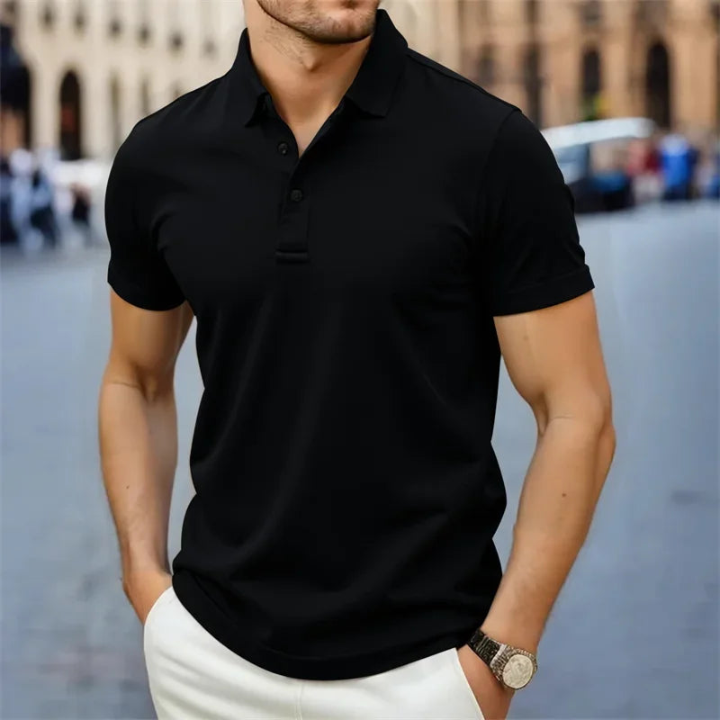 Men's Collared Polo Shirt — Breathable Summer Short Sleeve Top