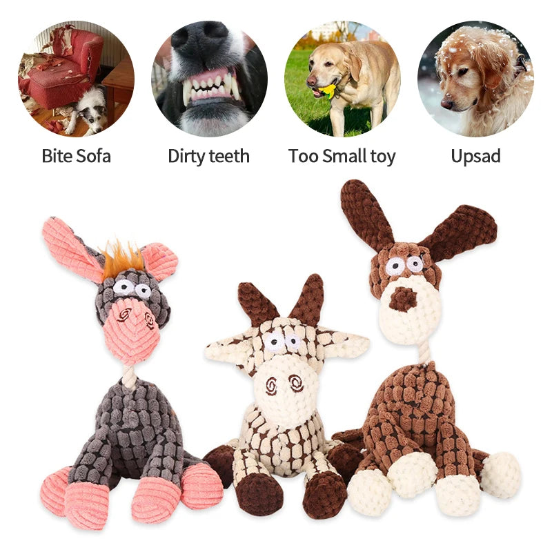 Donkey Plush Dog Toy - Durable Squeaky Toy for Large Dogs – photo 2