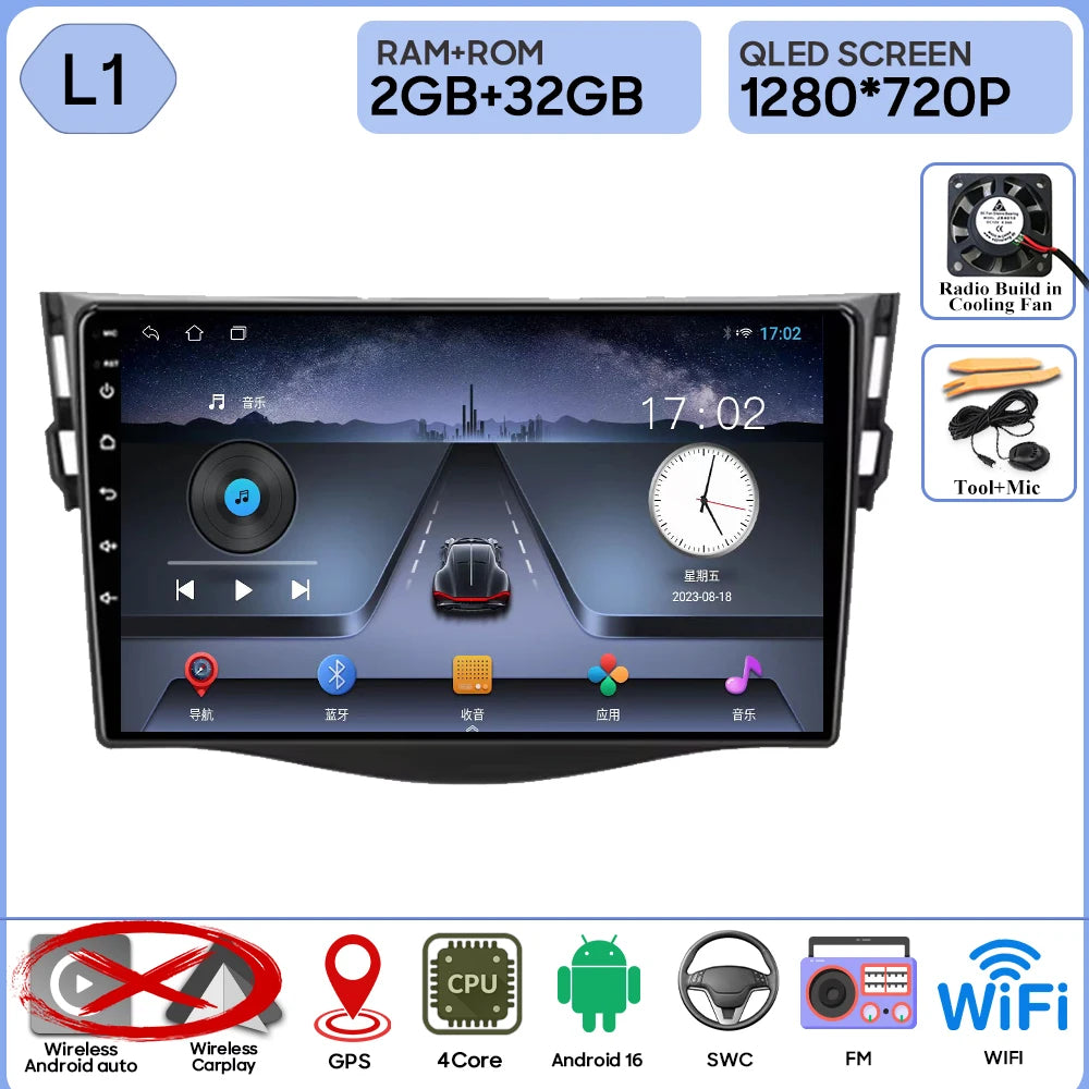 Android Auto For Toyota RAV4 Rav 4 2005 - 2013 Car Radio Carplay No 2din 4G Wifi Car Monitor Video GPS Navigation Stereo 2k BT