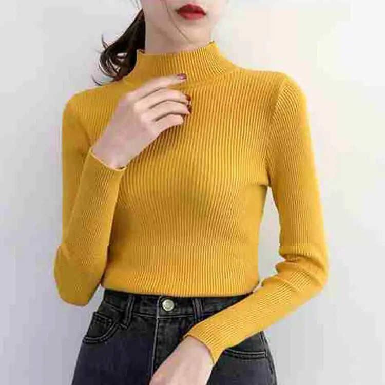 Women's vintage mock neck sweater, slim knit — view 17 of 17