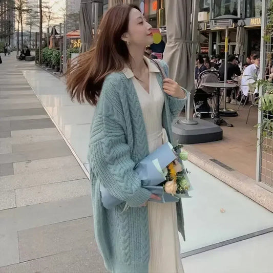 Women's Korean-Style V-Neck Knit Cardigan - Lightweight Coat