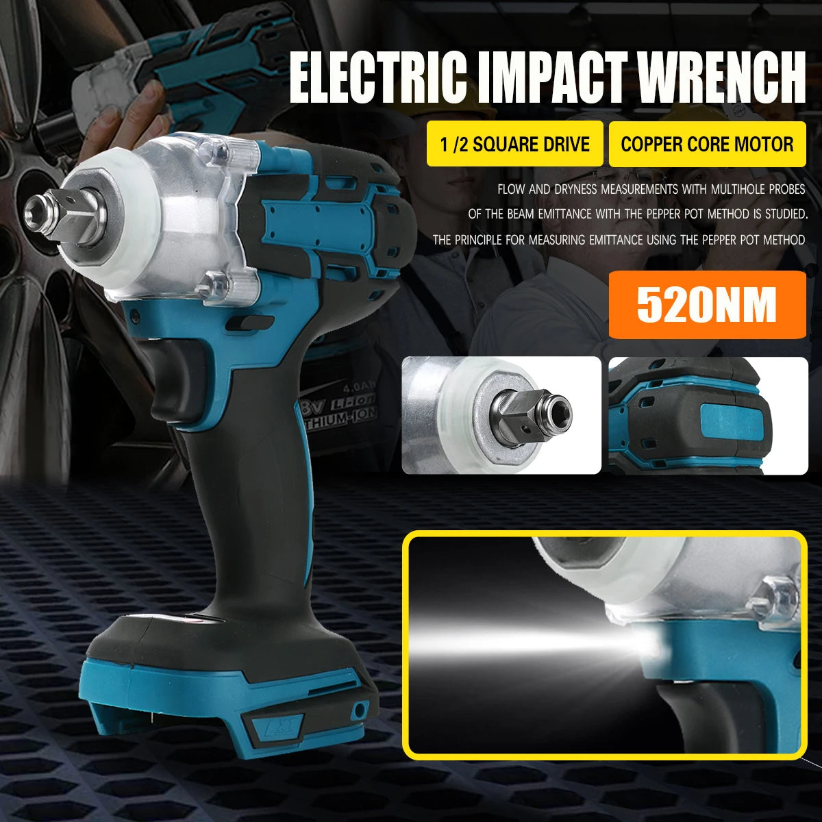 520N.M 1/2 inch Cordless Brushless Electric Wrench Angle Grinder 18V Battery Impact Wrench For Makita Battery Power Tool Wrench