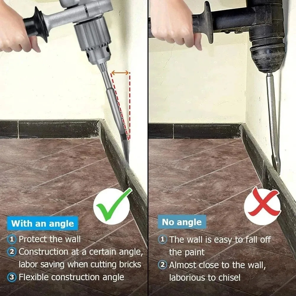 Tile Chisel SDS Plus 17x180/260x75mm 25° Bending, Professional Tile Chisel For All SDS Plus Impact Hammers And Electric Hammers