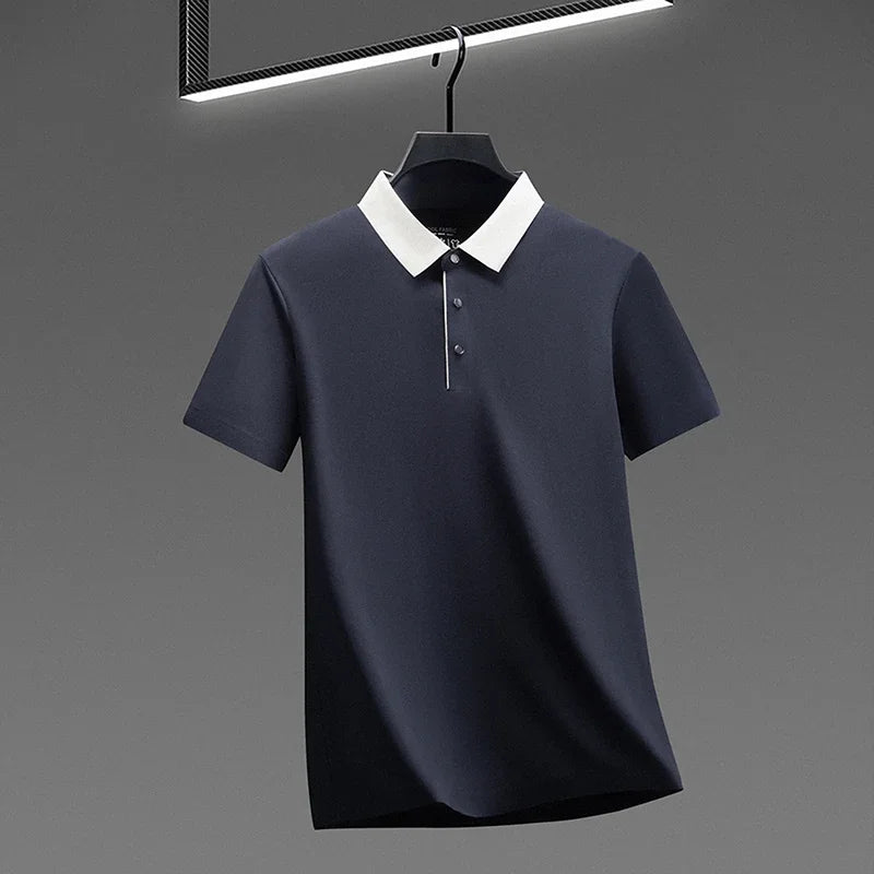 Men's Comfort-Fit Polo Shirt - Quick-Dry Contrast Collar, All Seasons