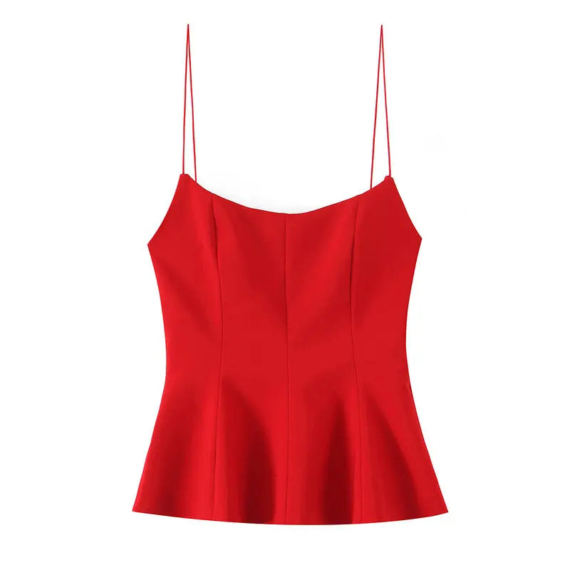 Ele Bal Crop Top Women's Faion Spring Summer Slim Fit Elastic Skirt Sle Hemline New Arrival Vest Strap Tops