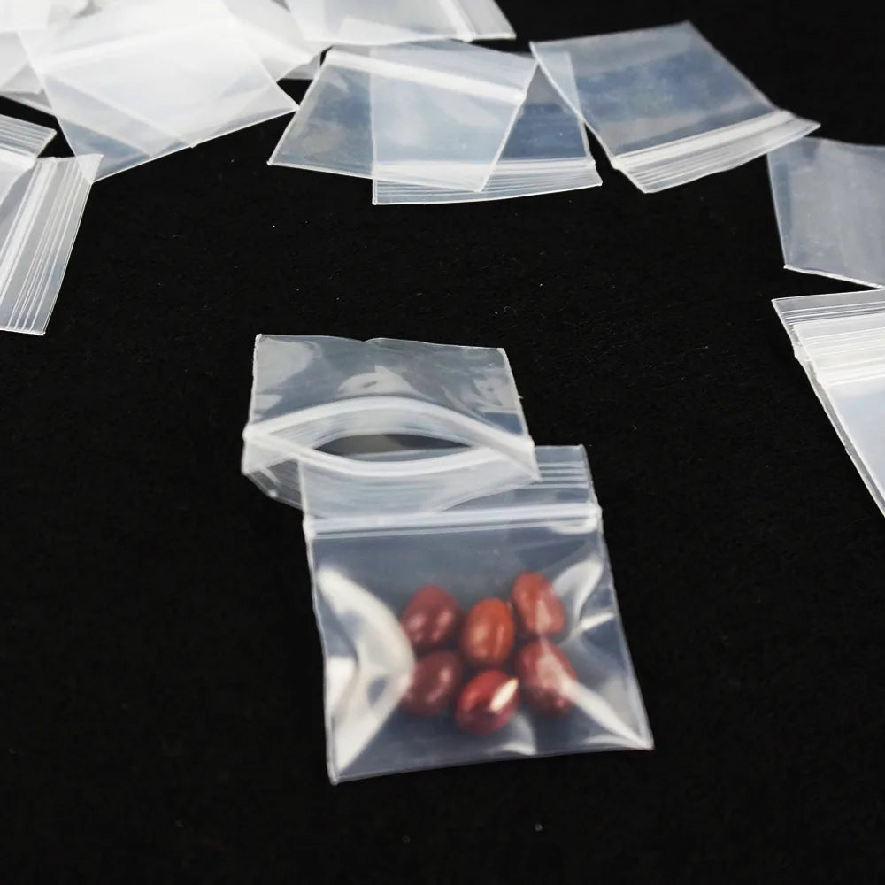 100pcs Mini Plastic Storage Bags Resealable Self Sealing Zipper Clear Plastic Pouch For Small Business Jewelry Storage Packaging