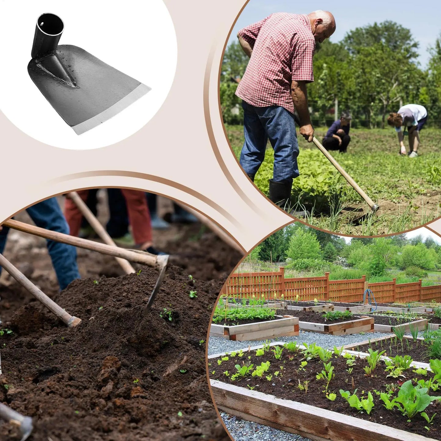 Heavy-Duty Manganese Steel Garden Hoe — Weeding & Cultivator Tool