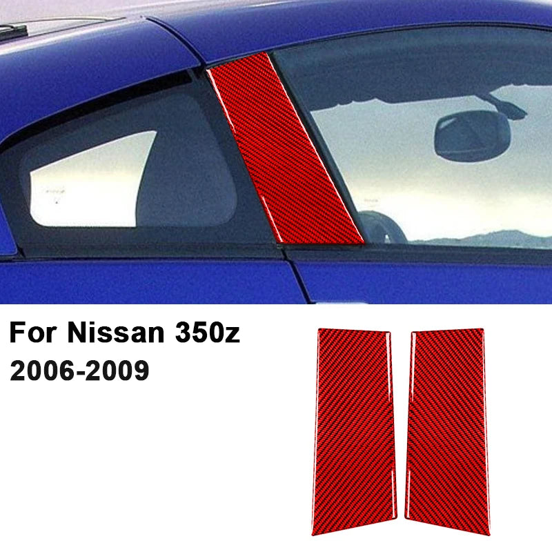For Nissan 350Z 2003-2009 Carbon Fiber 2PCS Car Door B-Pillar Protection Strips Decoration Sticker Auto Exterior Accessories