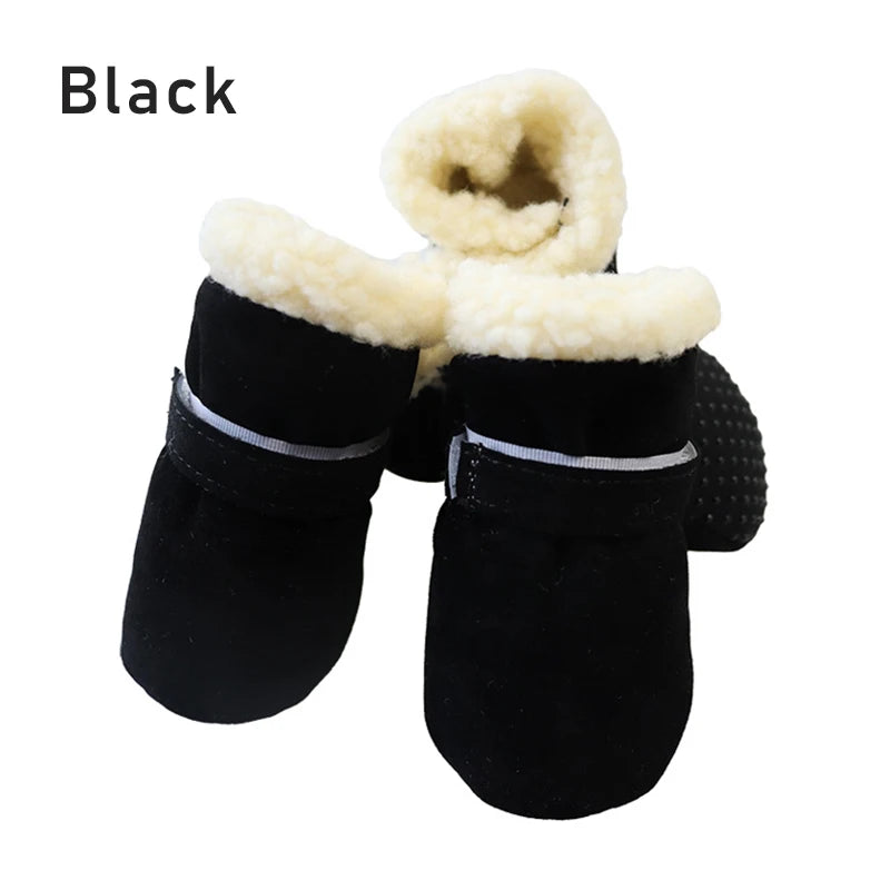 Plush Dog Snow Boots 4-Pack - Thick Warm Non-Slip Puppy Shoes - photo 6