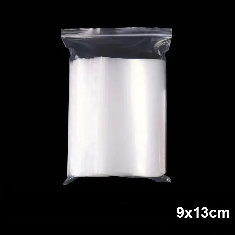 100/300PCS Transparent Zip Bags Food Jewelry Vacuum Storage Bag Plastic Thicken Reclosable Poly Bag Kitchen Organization Package