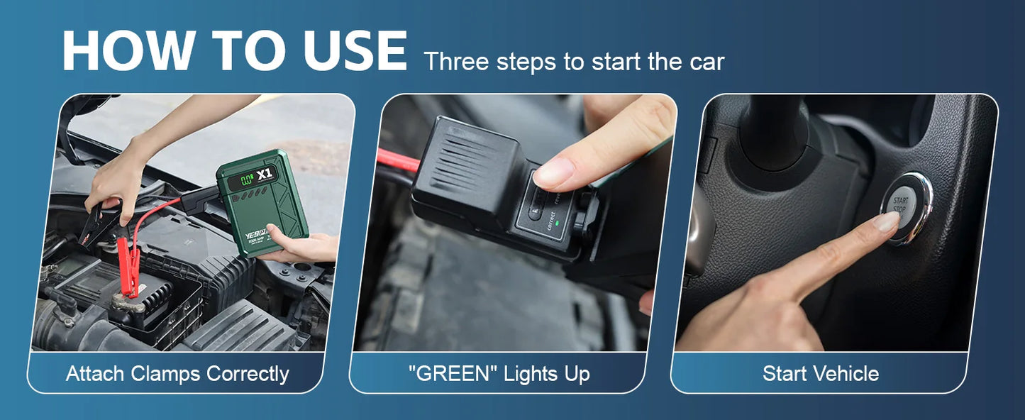 YESPER 2000A Jump Starter with 150PSI Air Compressor, Portable Car Battery Booster & Tire Inflator, Emergency LED Screen