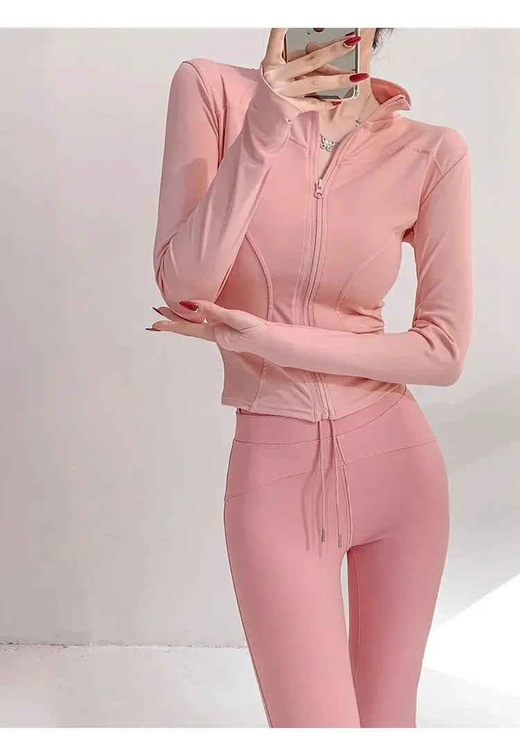 Women's Quick-Dry Yoga Jacket, Slim Zip-Up