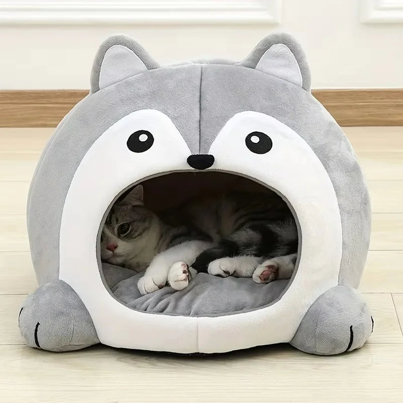 Cartoon Cat Cave Bed - Kitten House & Puppy Tent – photo 2