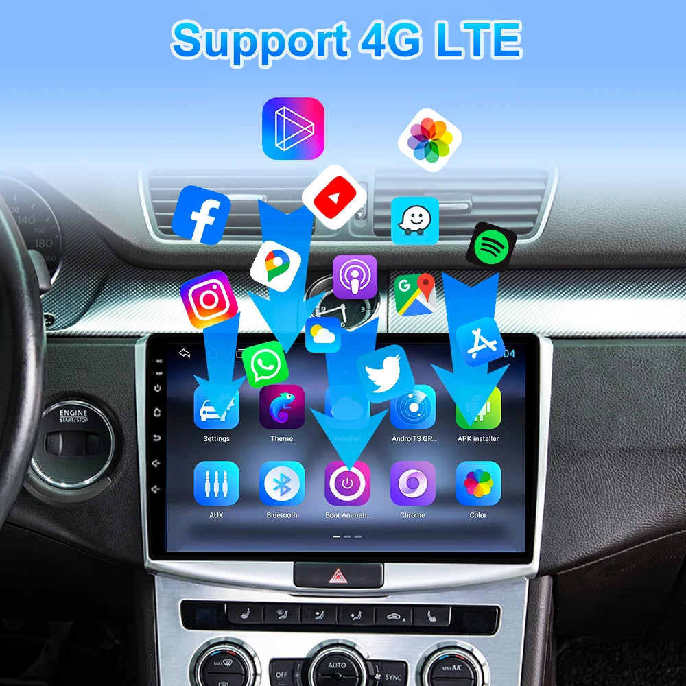 Car Stereo with Apple CarPlay & Android Auto, Compatible with VW Passat B6 B7 & CC
