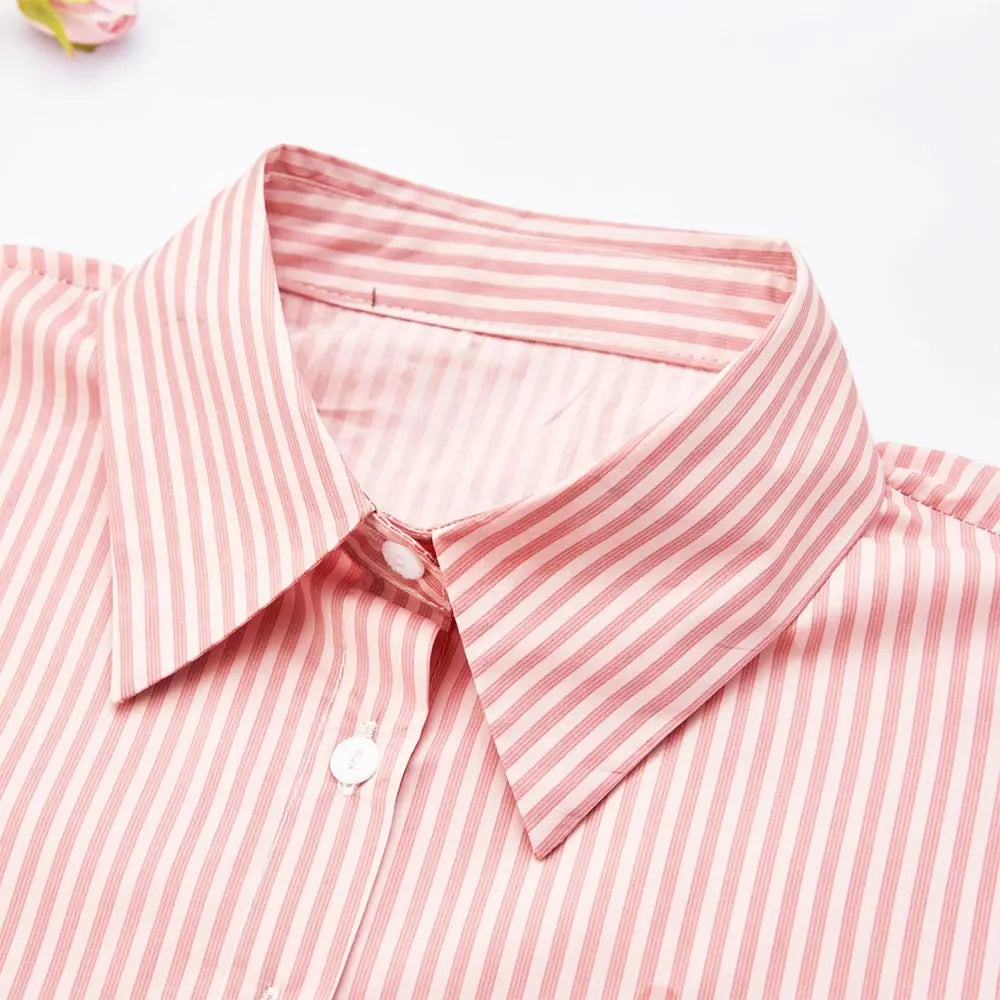Fashion Cotton Stripes Fake Collar Vintage Classic Front Tie Casual Detachable False Blouse Collar for Women