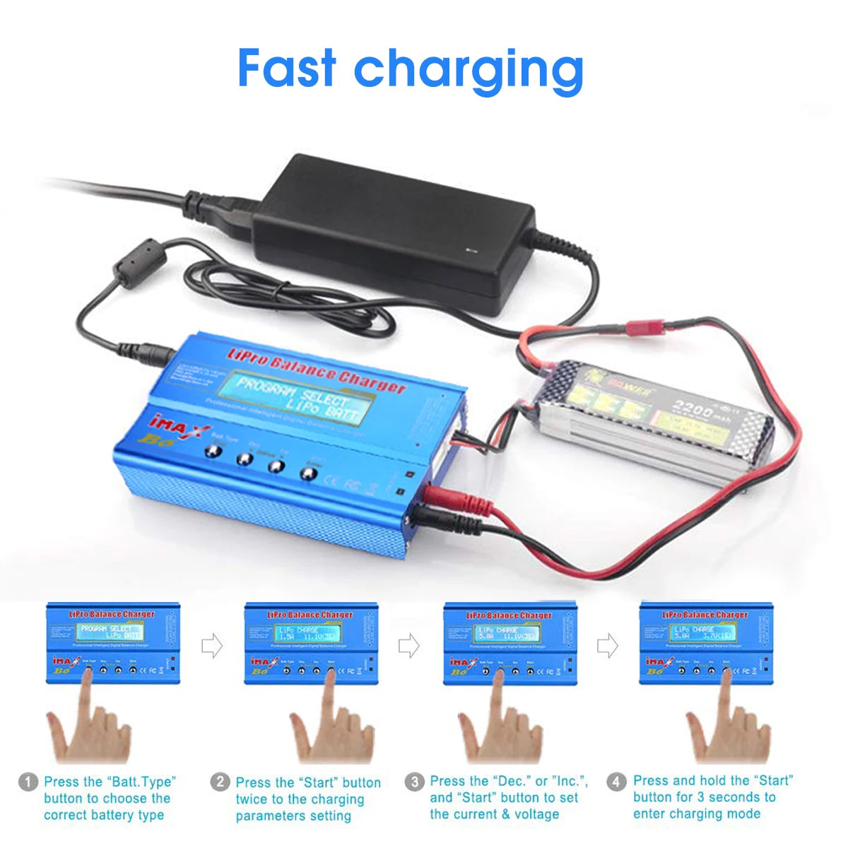 imax B6 80W Digital RC Balance Charger Discharge for LiPo NiMH NiCd LiFe Pb Battery Lipro Charger+ 15V 6A Adapter Optional