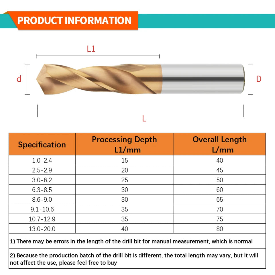 Carbide Drill Bit Set HRC55 0.5-20mm, Tungsten Steel CNC Bits
