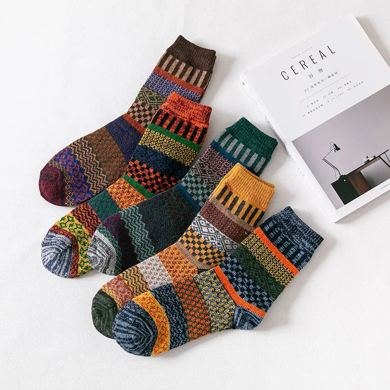 Men's Wool Blend Winter Socks, 5 Pairs