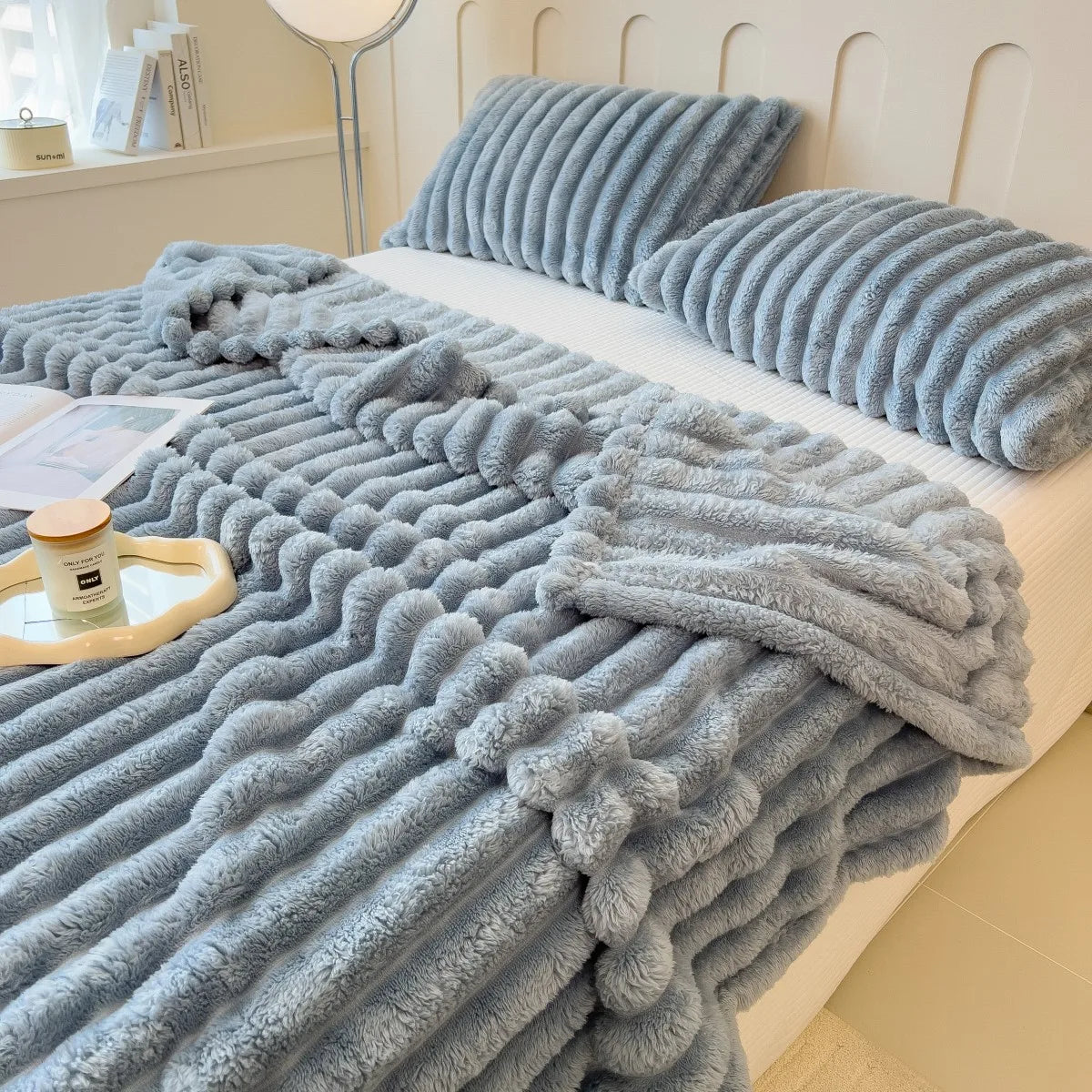 Wide Striped Multi-Use Blanket, Bed Cover and Nap Blanket