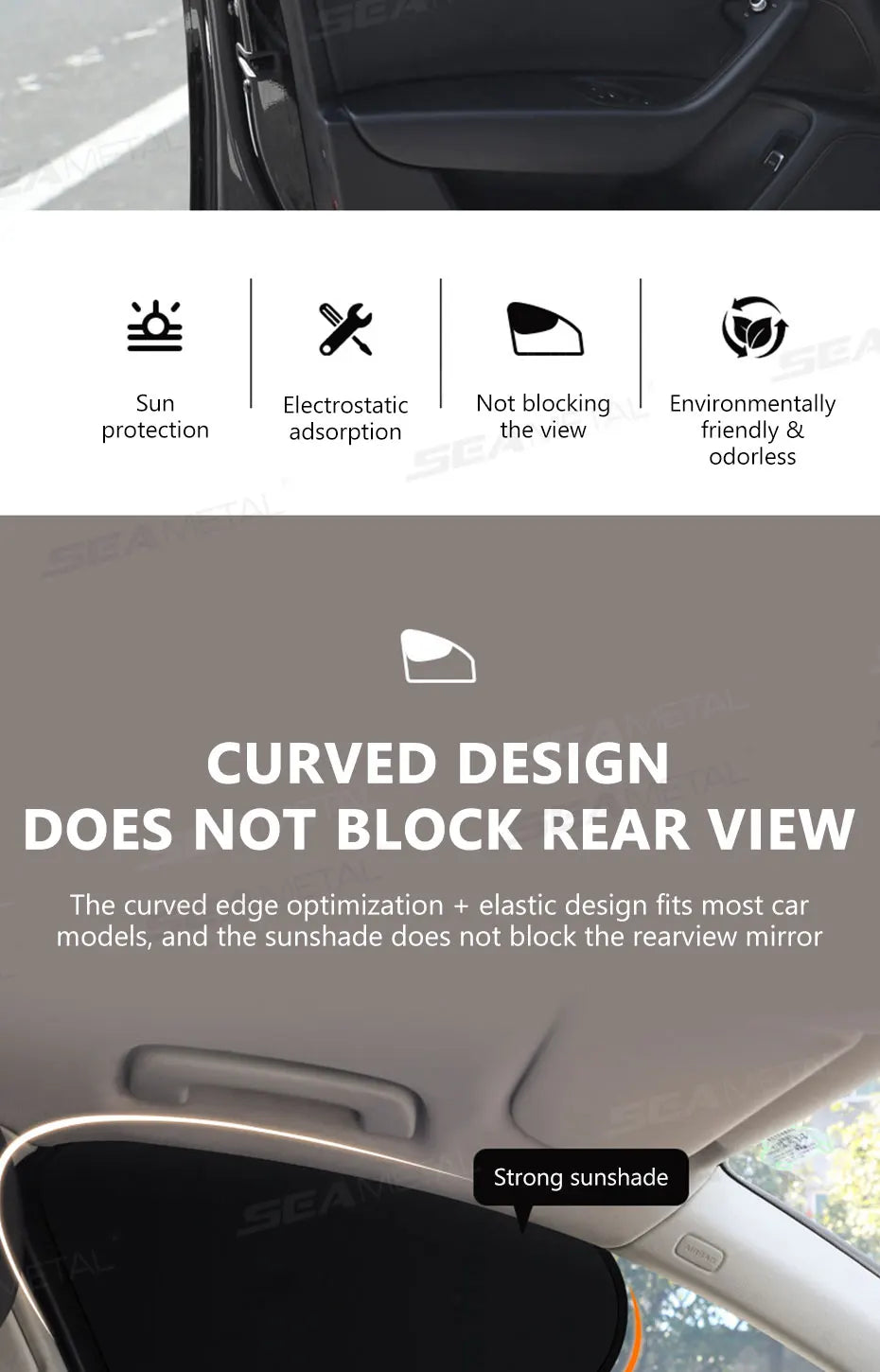 SEAMETAL Side Window Sun Shade for Car Electrostatic Curtains Anti-Glare Car Sun Protection Cover for Baby 99.9% UVR Blocking