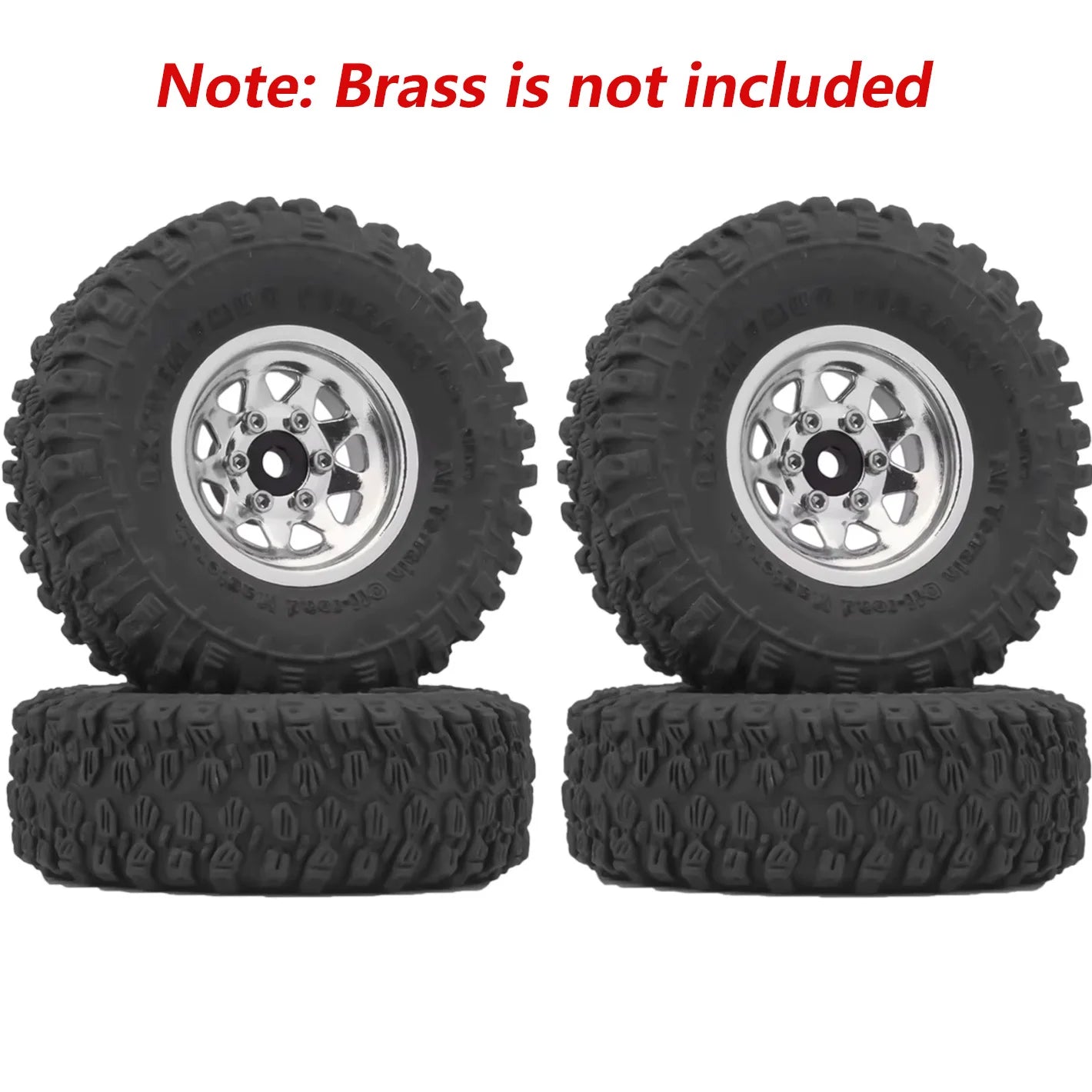 RCXAZ 1.0" Beadlock Wheel Rims 52*19mm Tires Set for 1/18 1/24 RC Crawler Car Axial SCX24 FMS FCX24 TRX4M (W1004-T1014)
