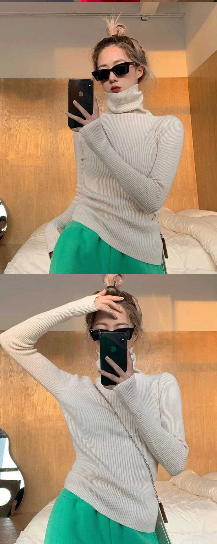 Women's turtleneck knit sweater, warm basic — view 11 of 20