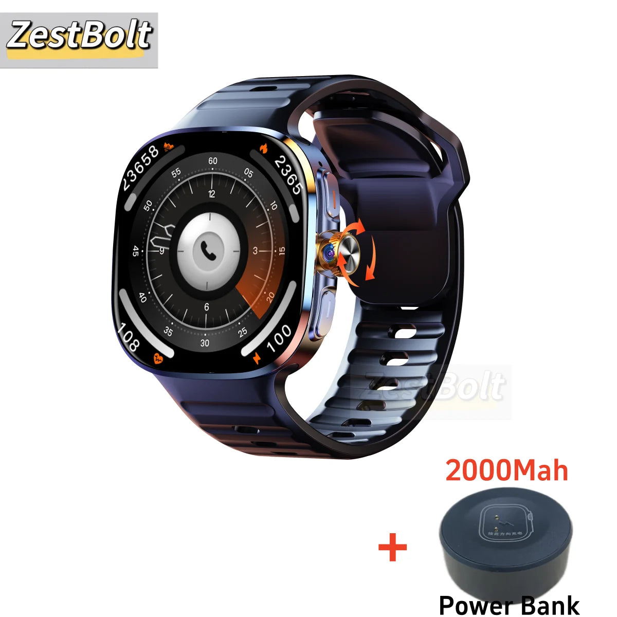 Global Version 5G Smartwatch 2.4 inch Amoled Screen insert Sim Card GPS WIFI 190° Rotating Camera Game Android 10.0 Smart Watch