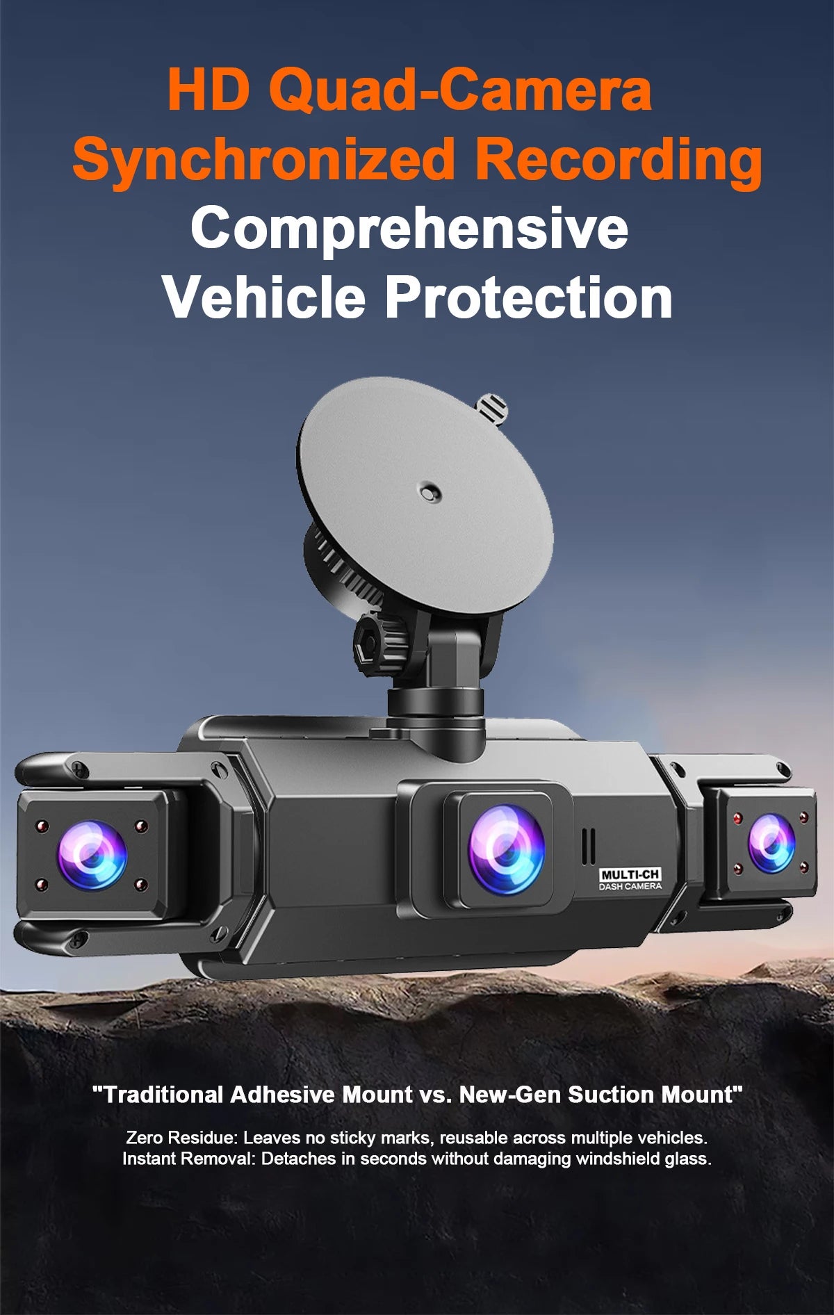 360° Car DVR Dash Cam 4 Lens Front Rear Left Right Inside IPS Screen Rotatable Lens Night Vision 24H Parking G-Sensor Black Box