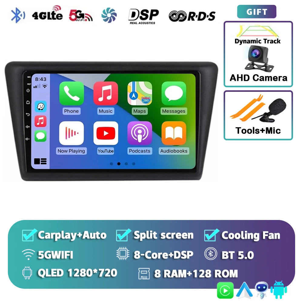 Android 16 Carplay Car Radio For VW Skoda Rapid 2013 2014 2015 2016 2017 2018 2019 Seat Toledo 2015 - 2018 GPS Multimedia Stereo