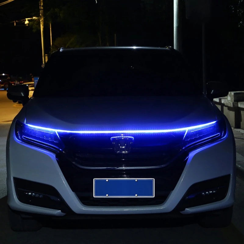 1.5m Car Daytime Running Light Strips, Car Hood Strip Light, Universal Dynamic Scan Start Up Hoodbeam Kit, for Cars,SUVs, Trucks