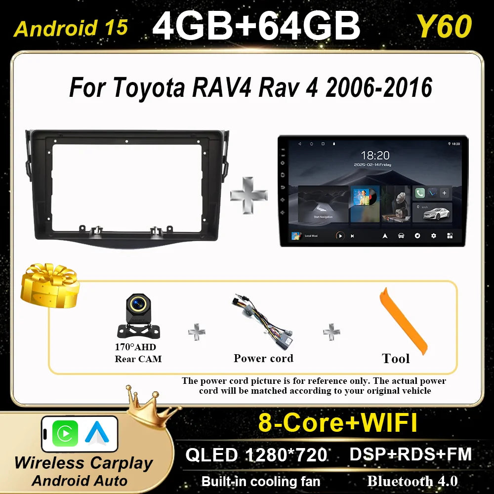 Android Auto Car Radio For Toyota RAV4 Rav 4 2006-2016 Navigation Player Multimedia Carplay Touch Screen 2Din Stereo Head Unit