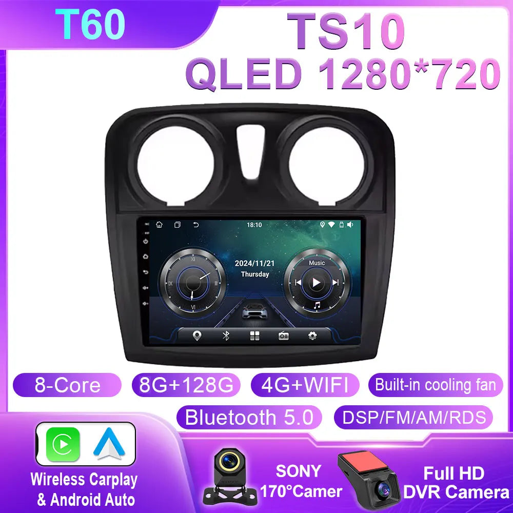 Android 16 Carplay Auto For Renault Logan 2 Sandero 2 2012 - 2016 2017 2018 2019 Car Radio Multimedia Player Stereo GPS WIFI DPS