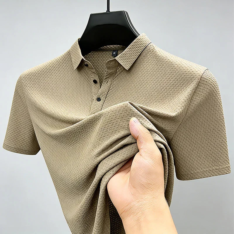 Men's Waffle-Knit Polo - Lightweight Breathable, Summer Base Layer