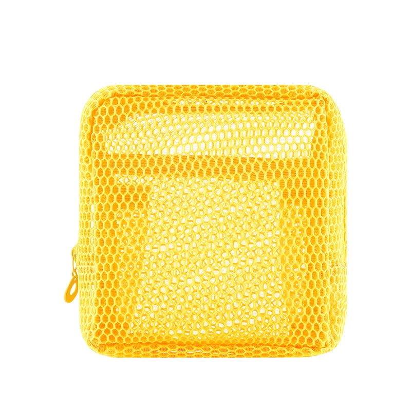 Square Mesh Cosmetic Bag Portable Lipstick Cosmetic Storage Bag with Zipper Multi-purpose Sundries Storage Bag Cute Student Case