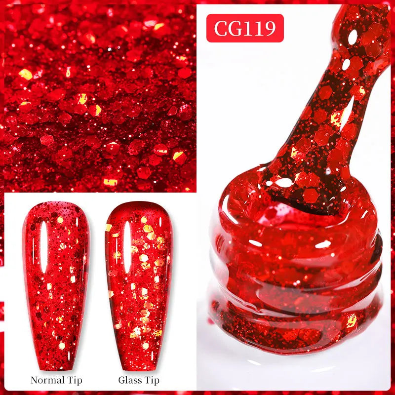 BORN PRETTY Christmas Green Glitter Gel Nail Polish 10ml Sparking Red Glitter White Gold Silver Santa Winter Snowflake Soak Off