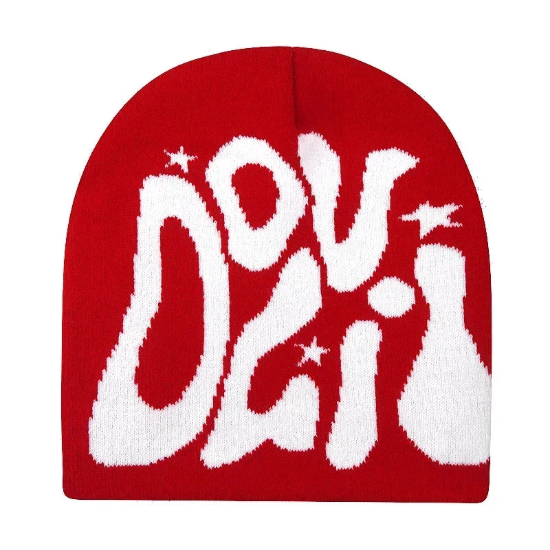 Y2K Letter Knit Beanie, Warm Ski Hat
