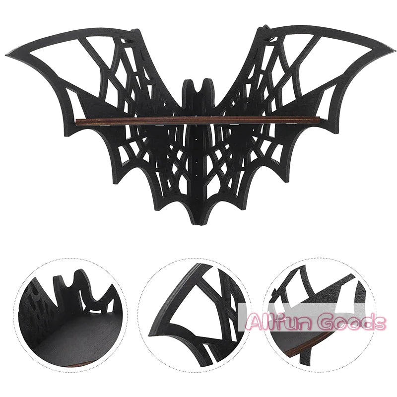 Bat Corner Shelves Wooden Floating Bat Wall Corner Shelves Gothic Jewelry Display Shelf Halloween Decorative Shelf For Home