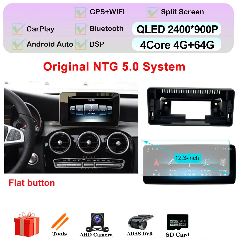Car Stereo with Apple CarPlay & Android Auto, Compatible with Mercedes-Benz C-Class W205 & GLC X253