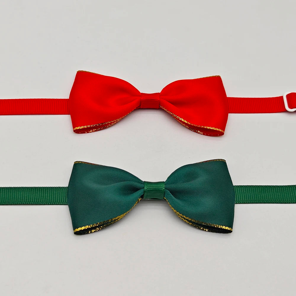 10pcs Pet Christmas Bow Tie Adjustable Xmas Dog Cat Bowtie Collar Accessories For Small Dog Cat Festival Party Decoration Gift