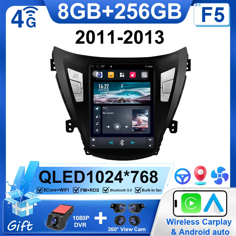 9.7" Car Stereo with Apple CarPlay & Android Auto, Compatible with Hyundai Elantra 5 (2011-2016)