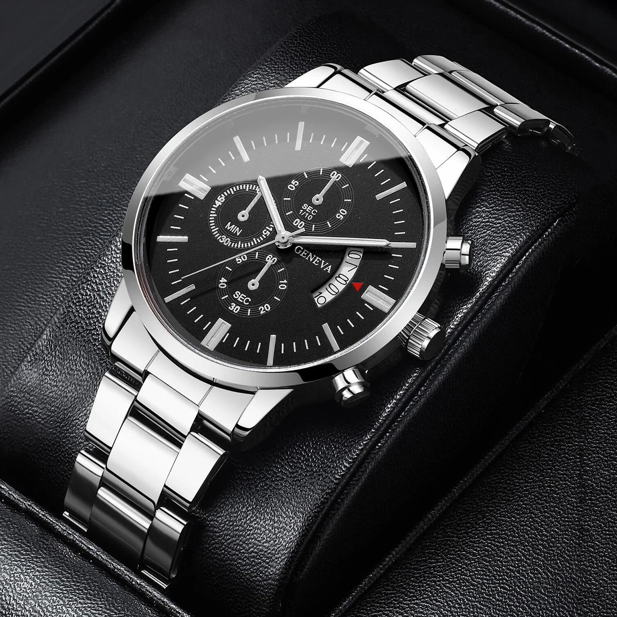 Men's Business Quartz Watch with Calendar – Classic Luxury Dress Watch, Stainless Strap