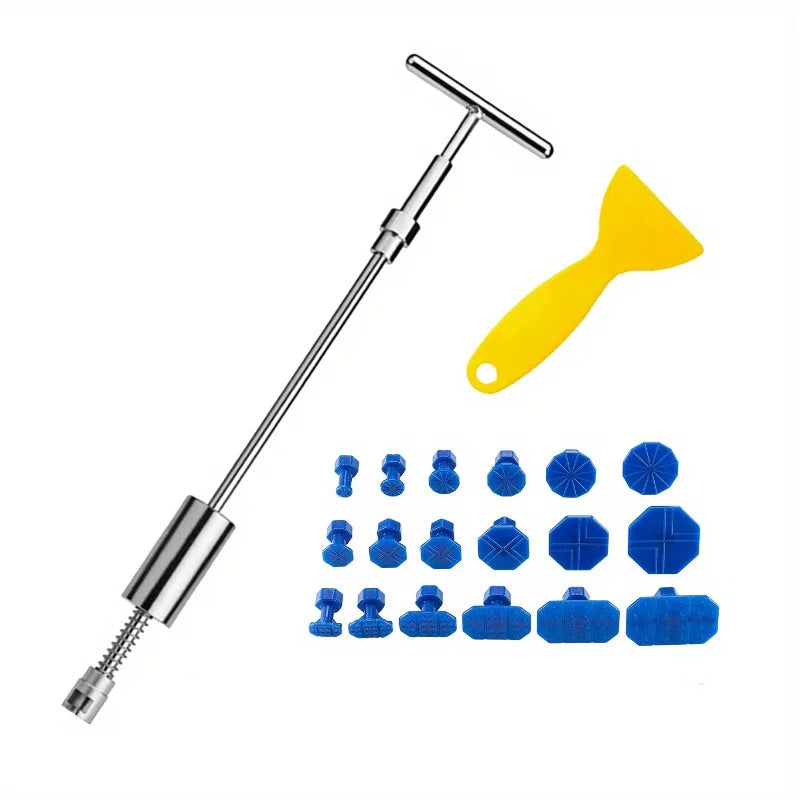 Car Dent Repair Kit, Get Professional Results With Our Metal T-Handle Puller And Plastic Glue Tabs! (Without Glue Gun)